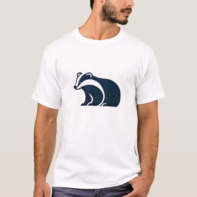 Badger Cute Minimalist Silhouette Nature Wildlife T-Shirt (Front)