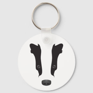 Badger Face Silhouette Key Ring
