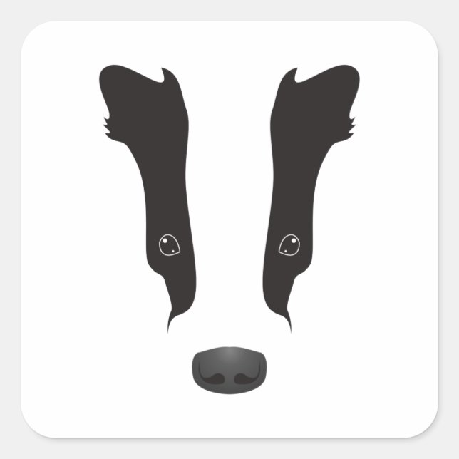 Badger Face Silhouette Square Sticker (Front)