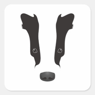 Badger Face Silhouette Square Sticker
