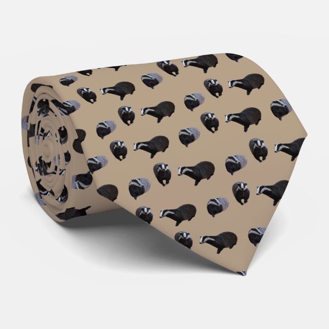 Badger Frenzy Tie (Beige) (Rolled)