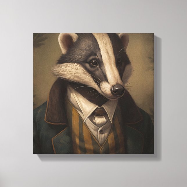 Badger In a Suit | Animal Art | Animal in a Suit Canvas Print (Front)