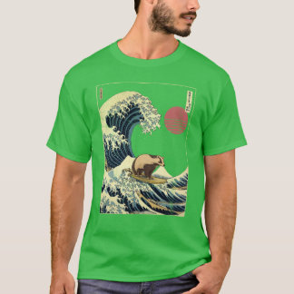 Badger Kanagawa Japanese Surfing Wave gift family T-Shirt