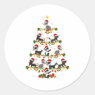 Badger Lights Xmas Santa Badger Christmas Tree Classic Round Sticker