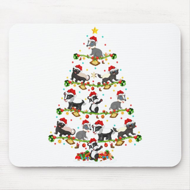Badger Lights Xmas Santa Badger Christmas Tree  Mouse Mat (Front)