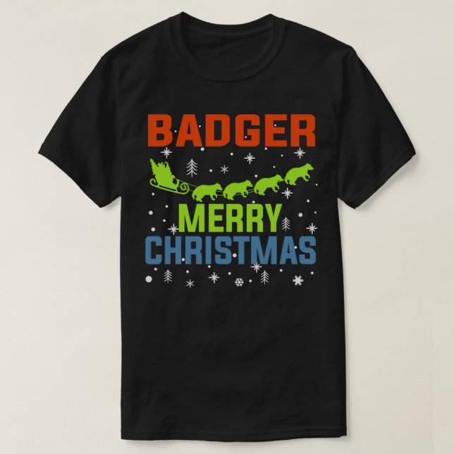 Badger Merry Christmas Gifts Ugly Sweater (Design Front)