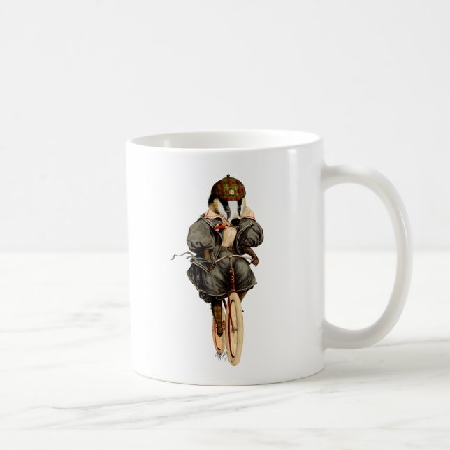 Badger on Vintage Bicycle Coffee Mug (Right)