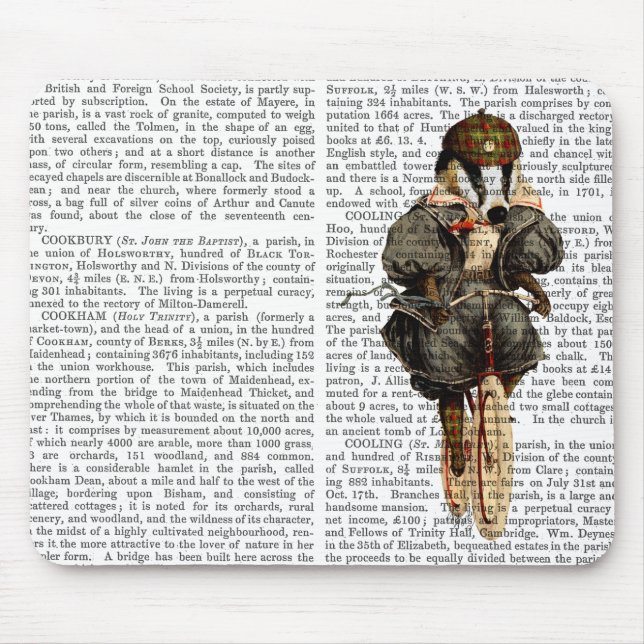 Badger on Vintage Bicycle Mouse Mat (Front)