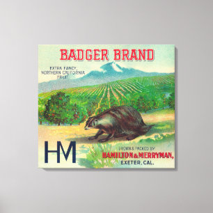 Badger Orange LabelExeter, CA Canvas Print