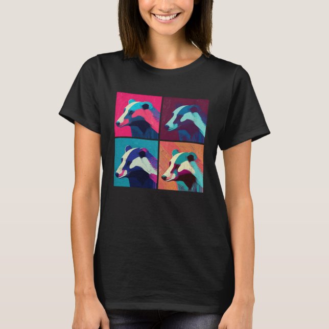 Badger Pop Illustration Colorful Animal Women Men  T-Shirt (Front)