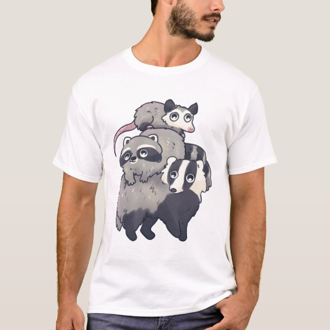 Badger racoon and opossum stack T-Shirt (Front)