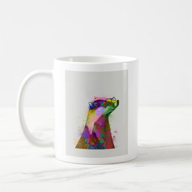 Badger Rainbow Splash 2 Coffee Mug (Left)