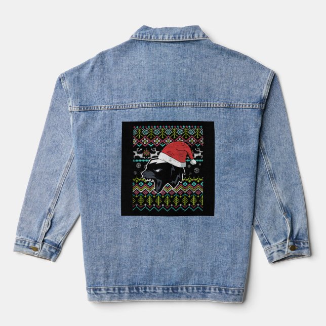 Badger Ugly Christmas Denim Jacket (Back)