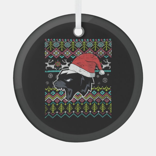 Badger Ugly Christmas Glass Tree Decoration (Front)