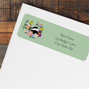 Badger Wild Flowers Mushrooms Green