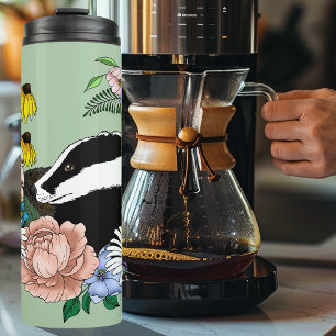 Badger Wild Flowers Mushrooms Green Thermal Tumbler