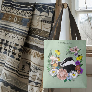 Badger Wild Flowers Mushrooms Green Tote Bag