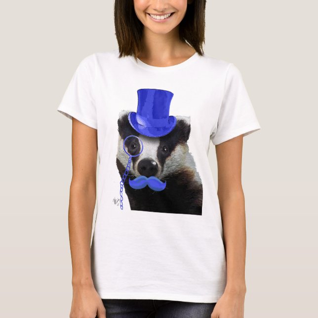 Badger with Blue Top Hat and Moustache (Front)