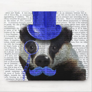 Badger with Blue Top Hat and Moustache Mouse Mat