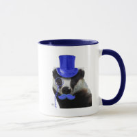 Badger with Blue Top Hat and Moustache