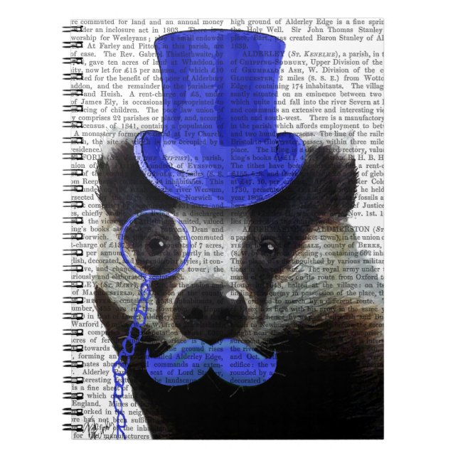 Badger with Blue Top Hat and Moustache Notebook (Front)