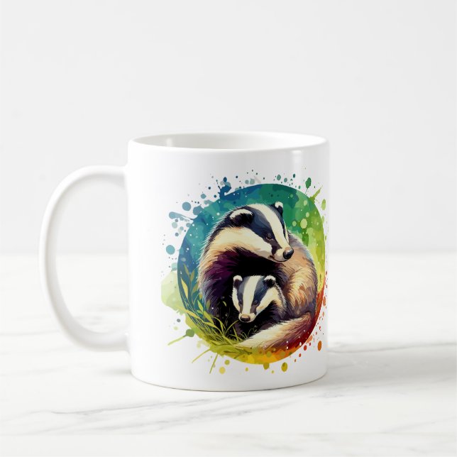 Badger with Cub Coffee Mug (Left)