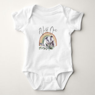 Badger   Woodland Forest Animals 1st Birthday Baby Bodysuit