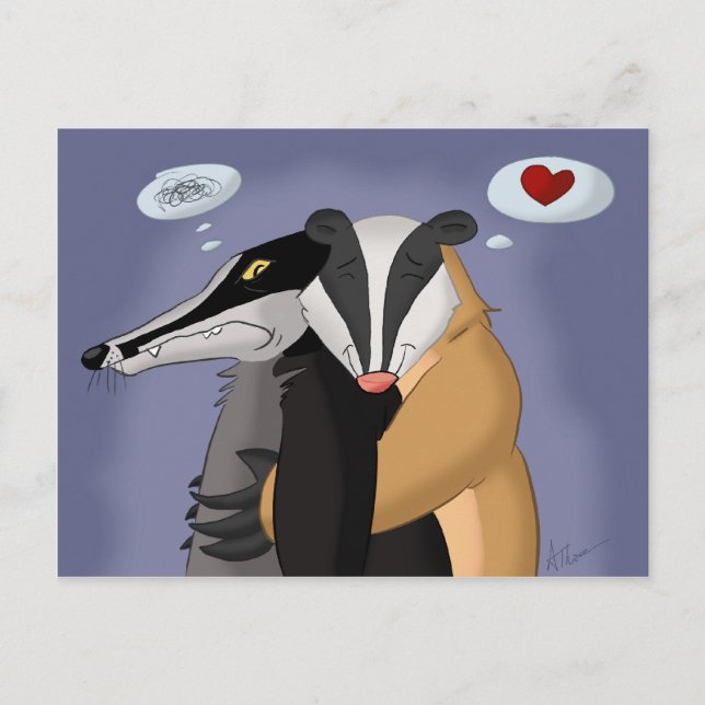 Badgers in Love Postcard (Front)