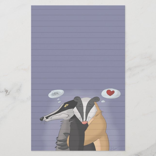 Badgers in Love Stationery (Ruled) (Front)