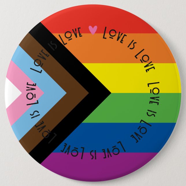Badges - LGBTIQA Love is Love Pride Flag Button (Front)