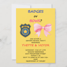 Badges or Bows Gender Reveal Invitation