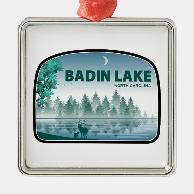Badin Lake North Carolina Deer Metal Tree Decoration (Front)