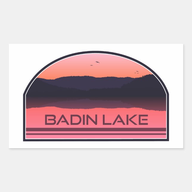 Badin Lake North Carolina Red Sunrise Rectangular Sticker (Front)