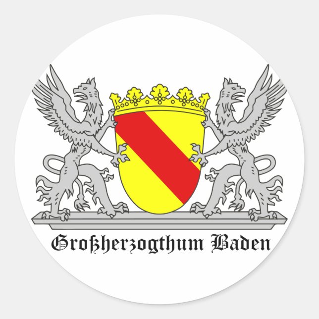 Badischer Greif (Grand Duchy of Baden) Classic Round Sticker (Front)