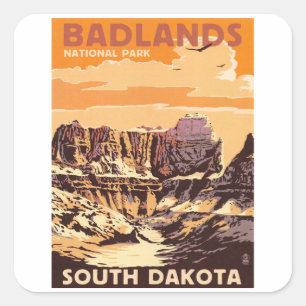 Badlands Dakota - Vintage Travel Square Sticker