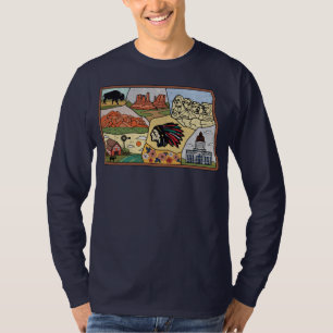 Badlands Mt Rushmore Black Hills South Dakota Map T-Shirt
