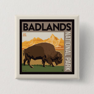 Badlands National Park   Buffalo 15 Cm Square Badge