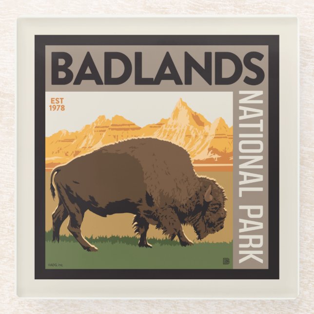 Badlands National Park | Buffalo Glass Coaster (Front)