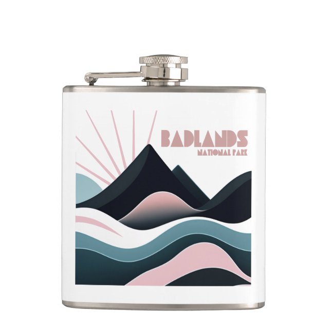 Badlands National Park Coloured Hills Hip Flask (Front)