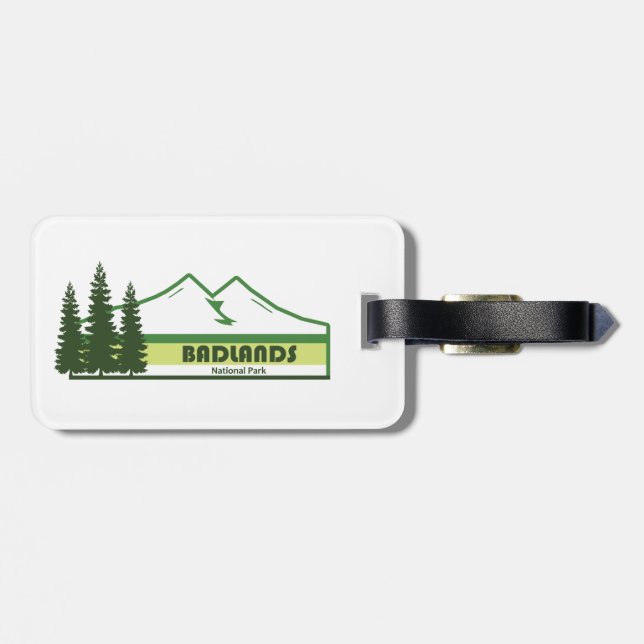 Badlands National Park Green Stripes Luggage Tag (Back Horizontal)