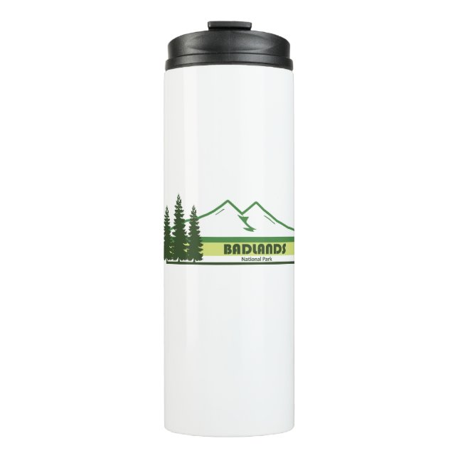 Badlands National Park Green Stripes Thermal Tumbler (Front)