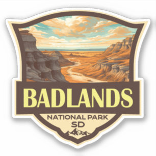 Badlands National Park Illustration Retro
