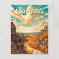 Badlands National Park Illustration Retro
