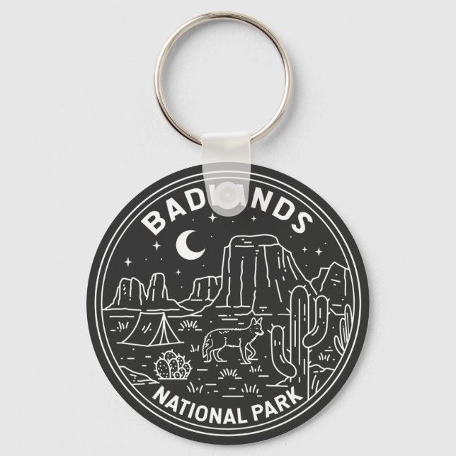Badlands National Park Landscape Monoline  Key Ring (Front)