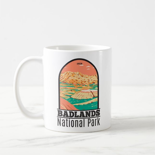 Badlands National Park Landscape Vintage Coffee Mug (Left)