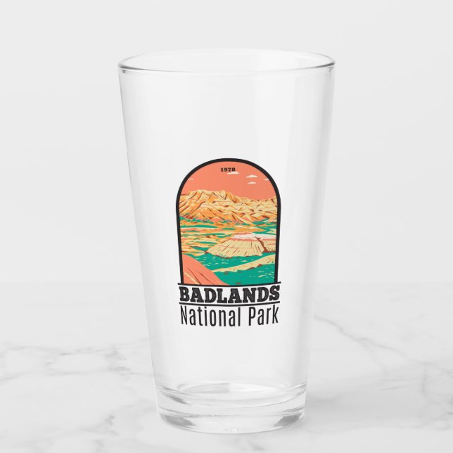 Badlands National Park Landscape Vintage Glass (Front)