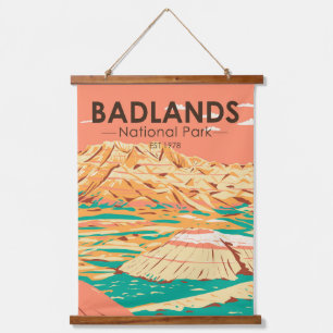 Badlands National Park Landscape Vintage Hanging Tapestry