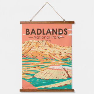 Badlands National Park Landscape Vintage Hanging Tapestry