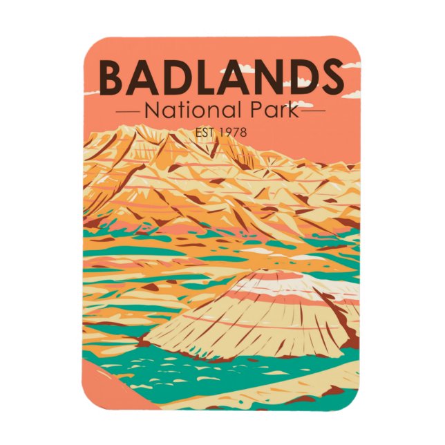  Badlands National Park Landscape Vintage Magnet (Vertical)