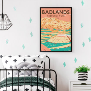 Badlands National Park Landscape Vintage Poster